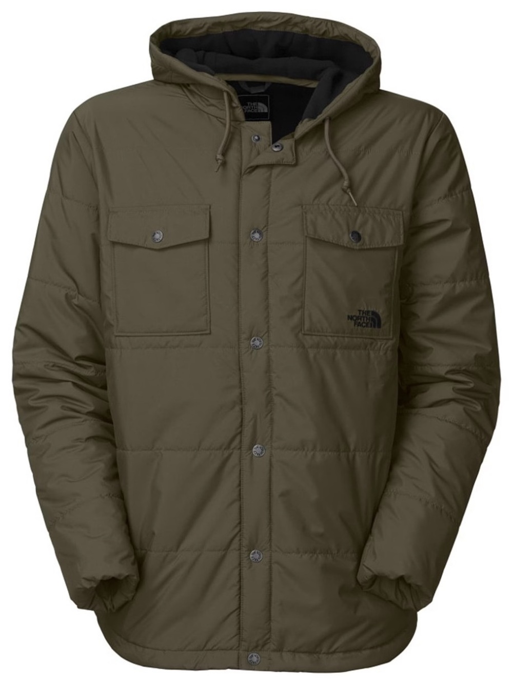 North Face Meeks Quilted Hooded Jacket Mens Large Army Green - Picture 2 of 6